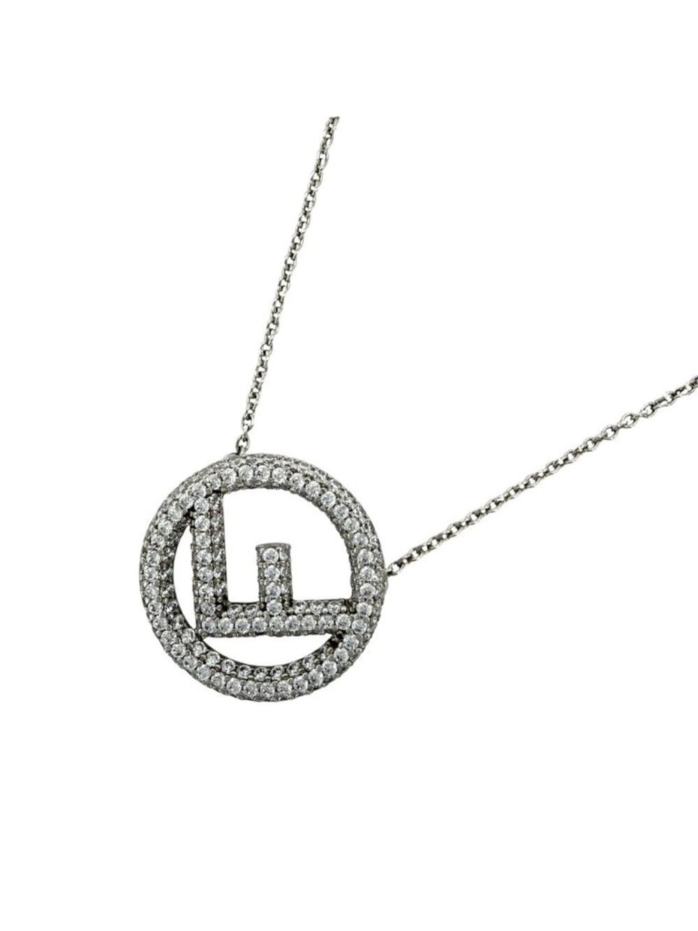 Fendi Necklace F is Fendi Adjustable Logo Rhinestone Silver